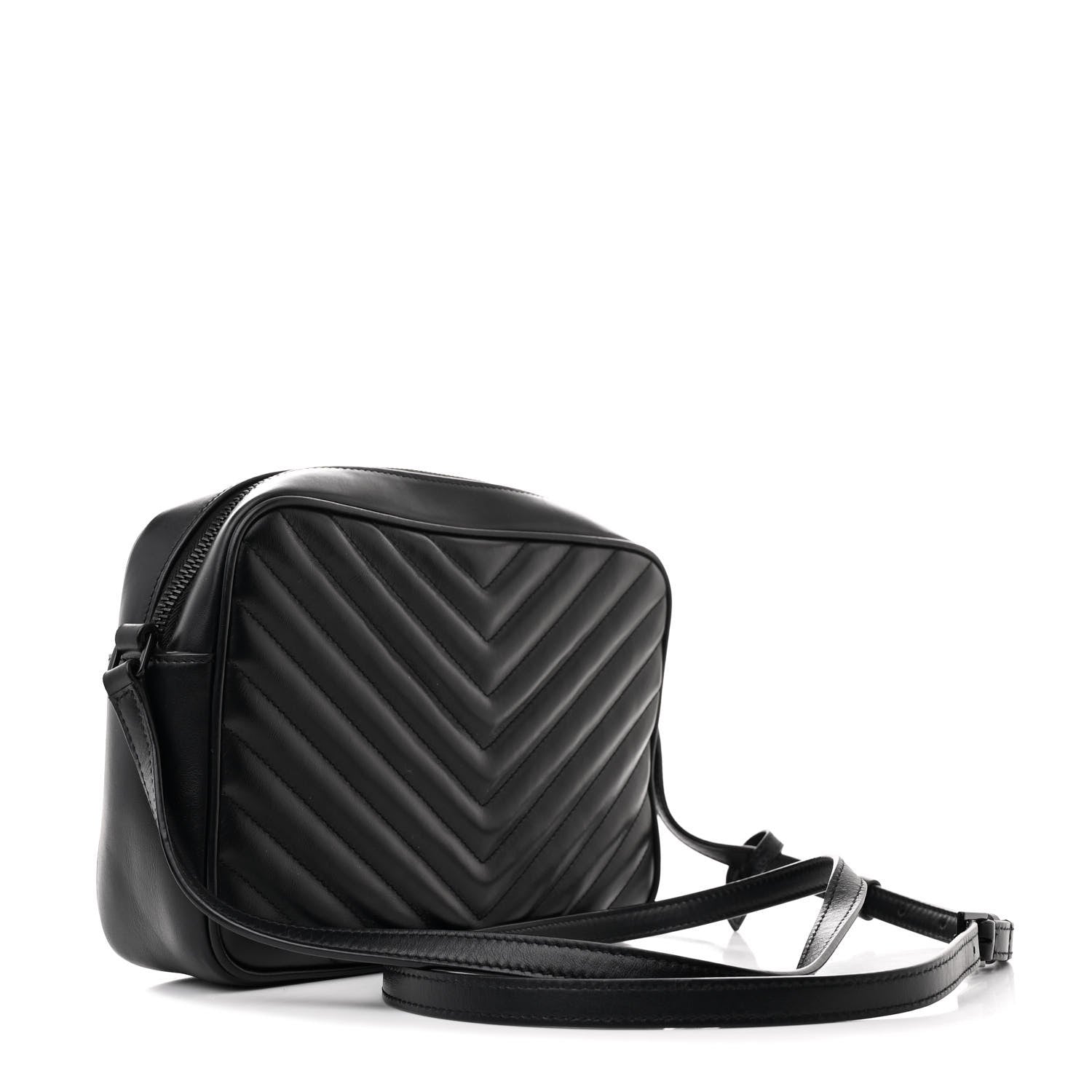 Saint Laurent Calfskin Matelasse Monogram Monochrome Lou Camera Bag Black 3 of 10
