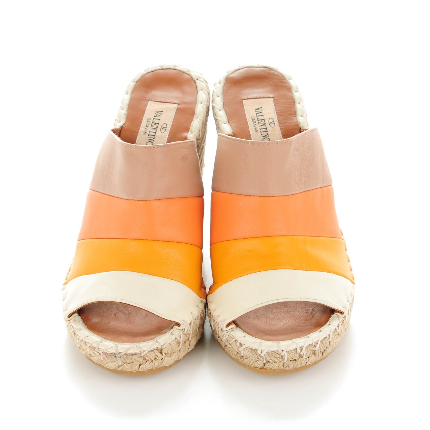 Calfskin 1975 Stripes Espadrille Wedges 37 Multicolor Mandarin Sorbet