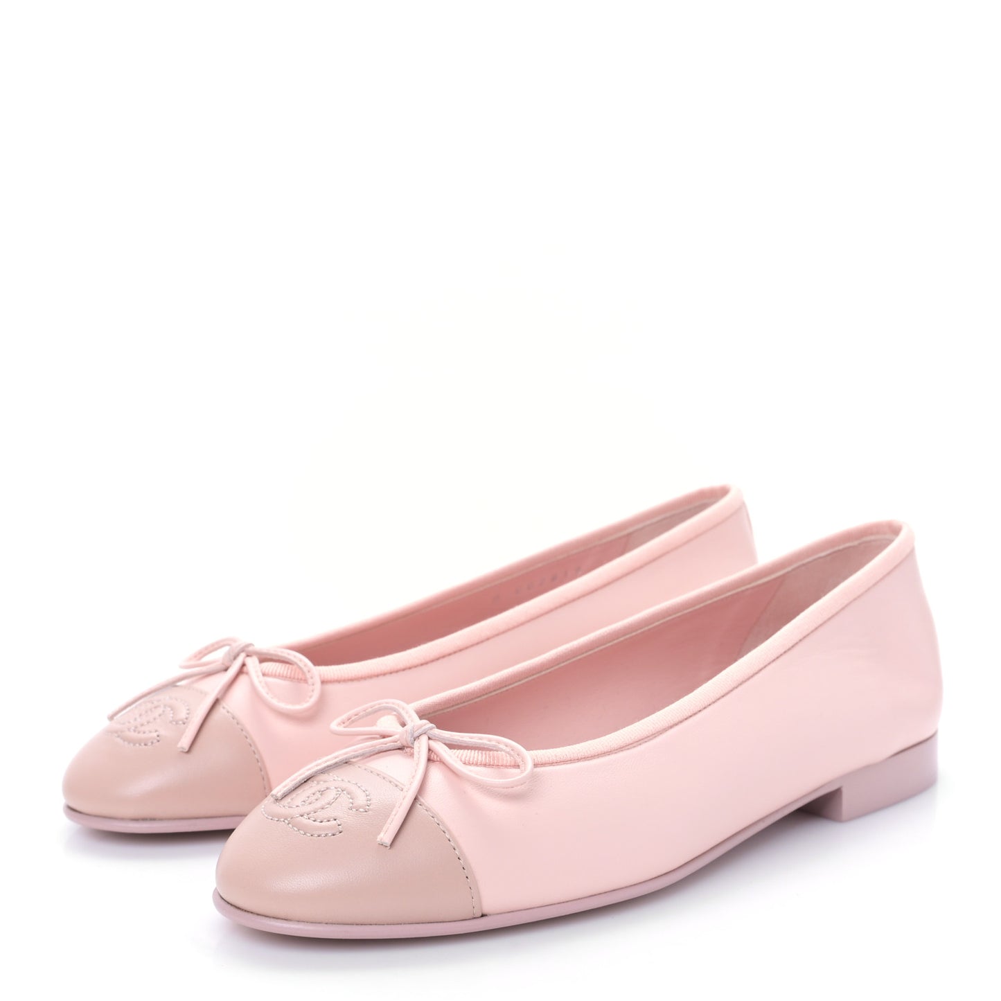Lambskin Cap Toe CC Ballerina Flats 36.5 Light Pink Dark Pink