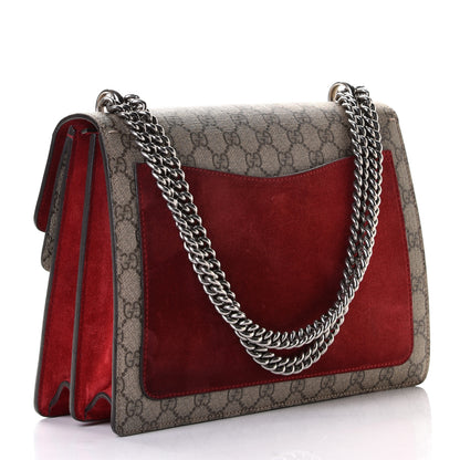 Gucci GG Supreme Monogram Suede Cudu Medium Dionysus Shoulder Bag Beige Ebony Vulcanic Red 3 of 7