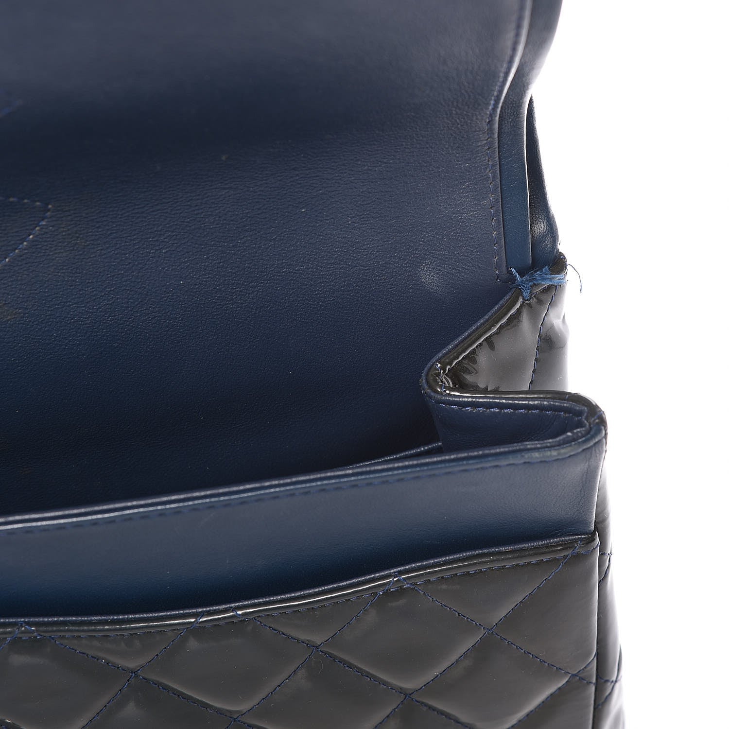 Chanel Patent Quilted Maxi Double Flap Navy Blue 10 of 23