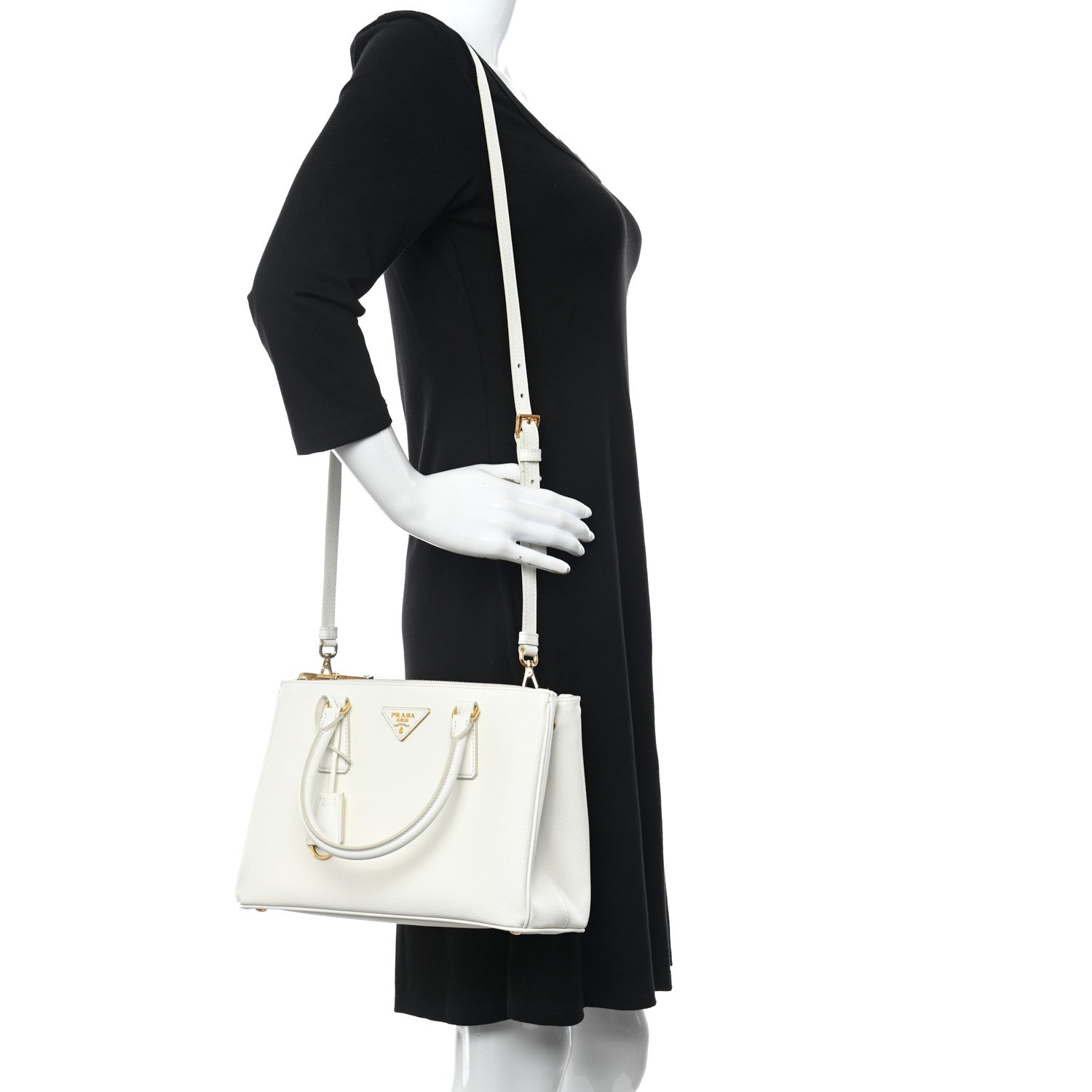 Prada Saffiano Small Galleria Double Zip Tote Talco 2 of 18