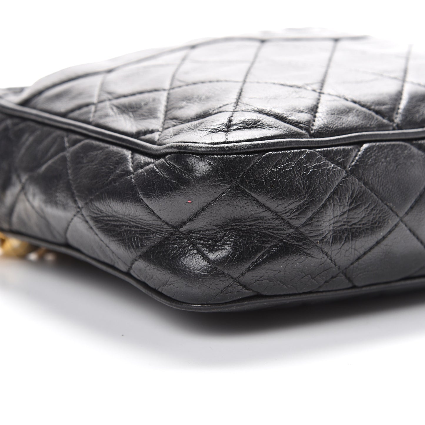 Lambskin Quilted CC Tassel Camera Case Black