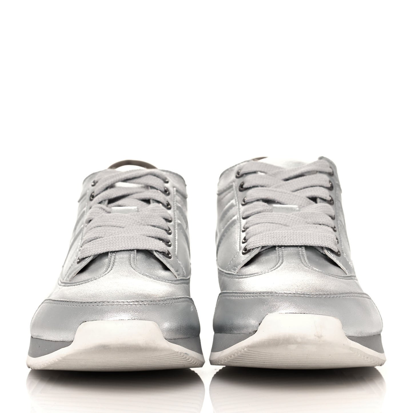 Metallic Nappa Womens Goal Sneakers 39 Argente