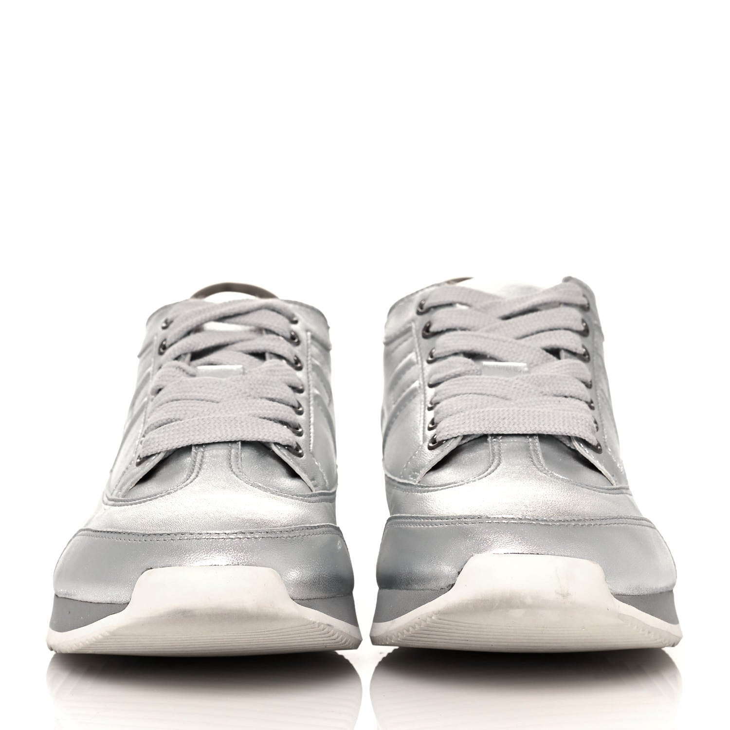 Hermes Metallic Nappa Womens Goal Sneakers 39 Argente 2 of 8