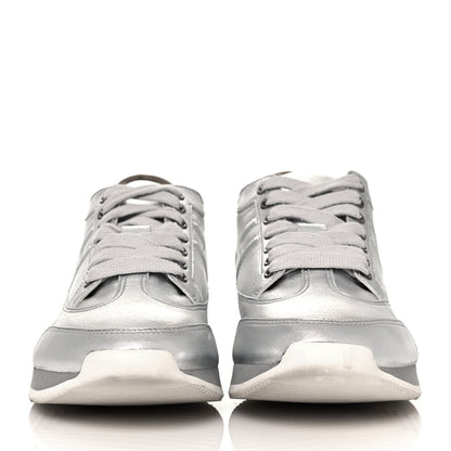Hermes Metallic Nappa Womens Goal Sneakers 39 Argente 2 of 8