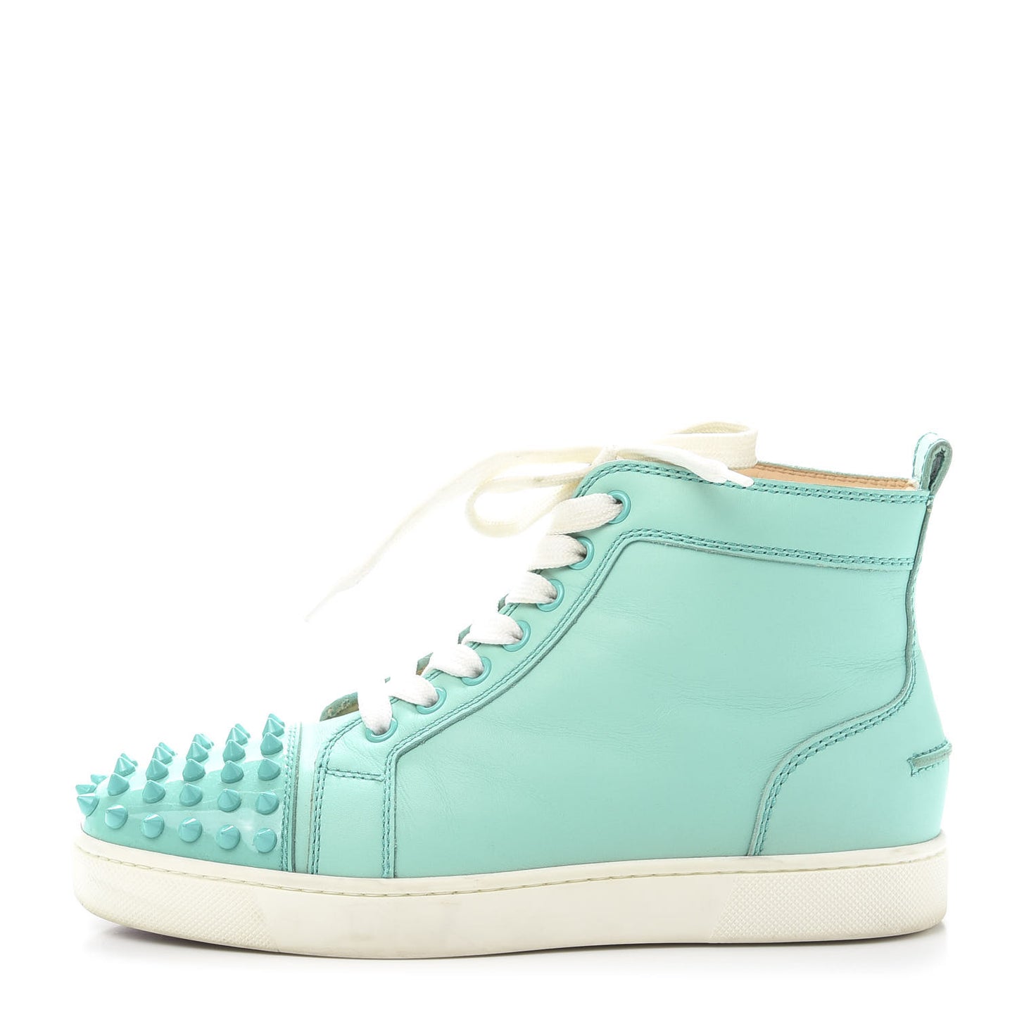Patent Calfskin Lou Spikes Flat Sneakers 36 Aquamar