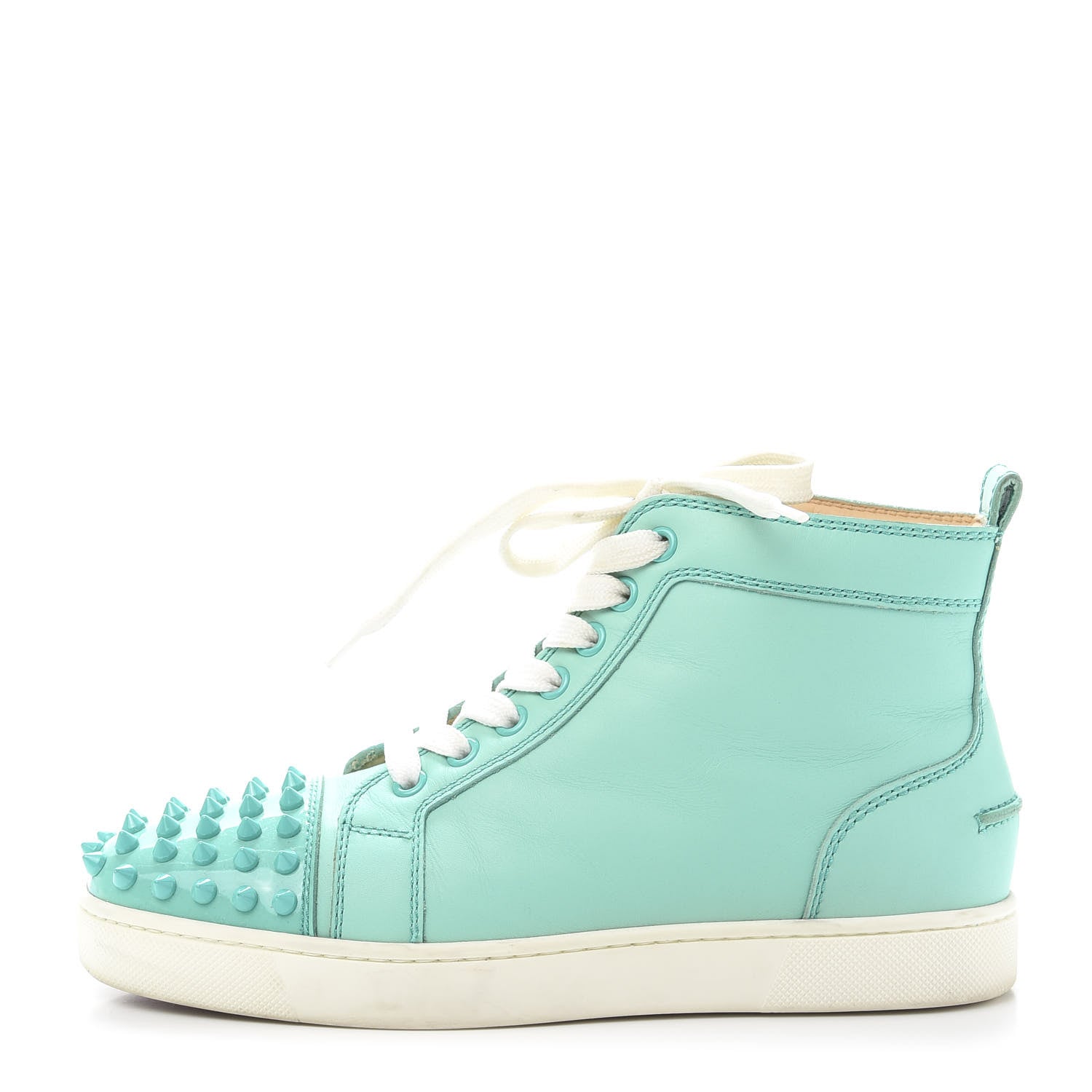 Christian Louboutin Patent Calfskin Lou Spikes Flat Sneakers 36 Aquamar 1 of 11