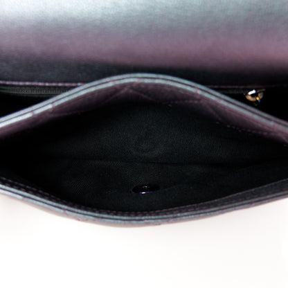 Chanel Iridescent Goatskin Quilted Small Double Carry Waist Chain Flap Purple 11 of 12