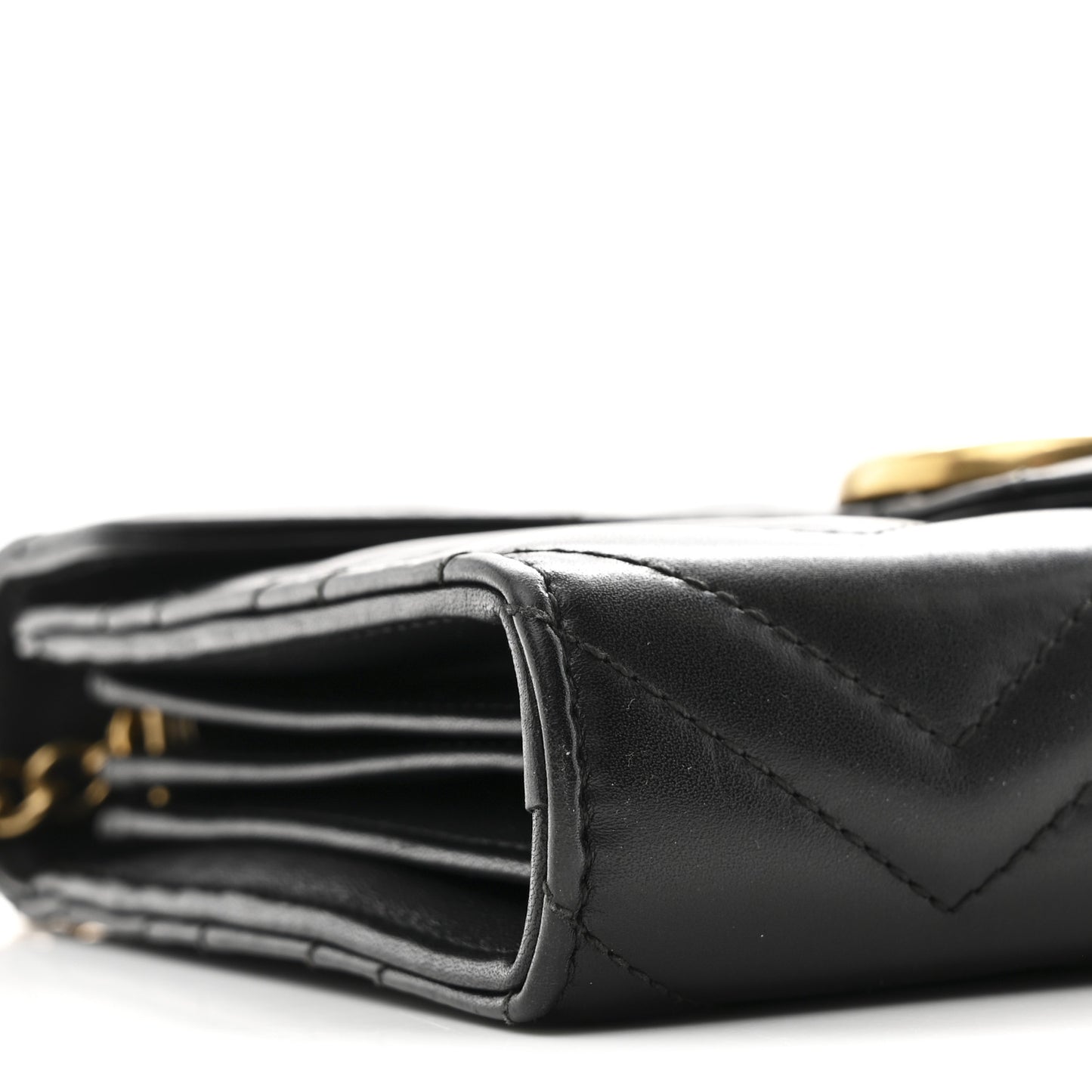 Calfskin Matelasse GG Marmont Chain Wallet Black