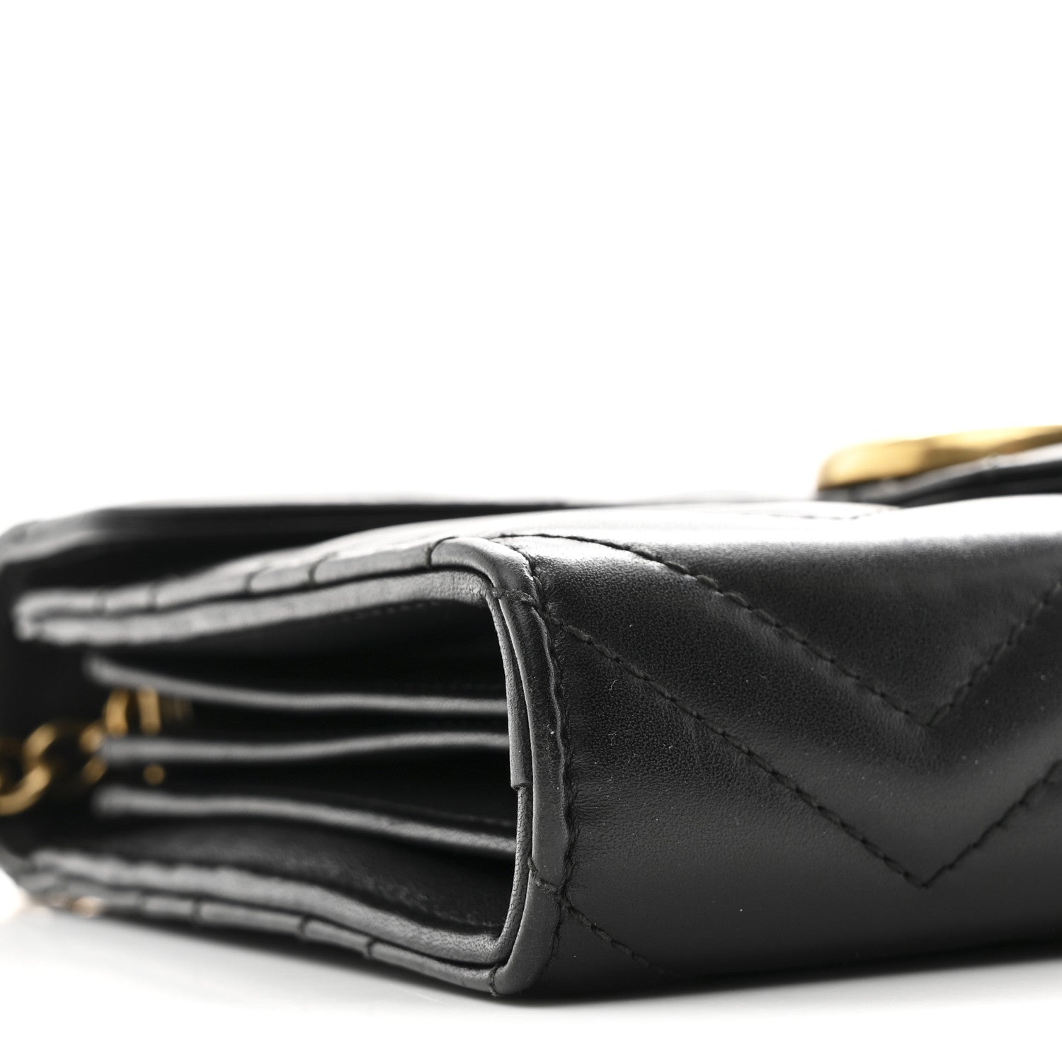 Gucci Calfskin Matelasse GG Marmont Chain Wallet Black 9 of 10