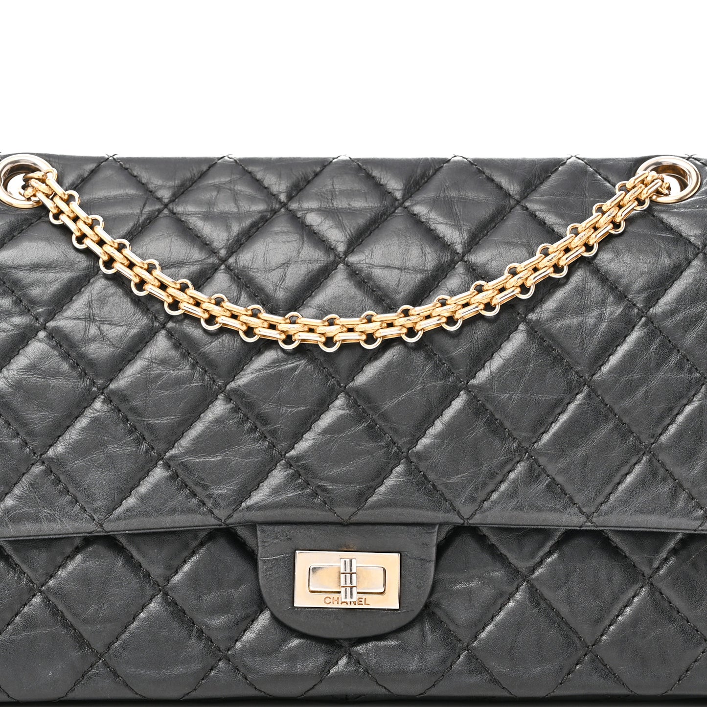Aged Calfskin Quilted 2.55 Reissue 226 Flap Black
