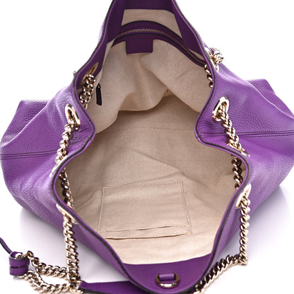Gucci Pebbled Calfskin Medium Soho Chain Shoulder Bag Shine Purple 5 of 10