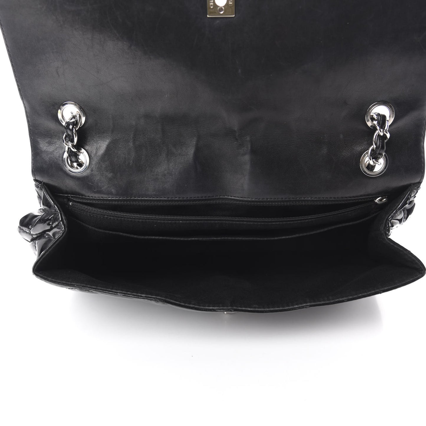 Vinyl Quilted In the Business Flap Bag Black