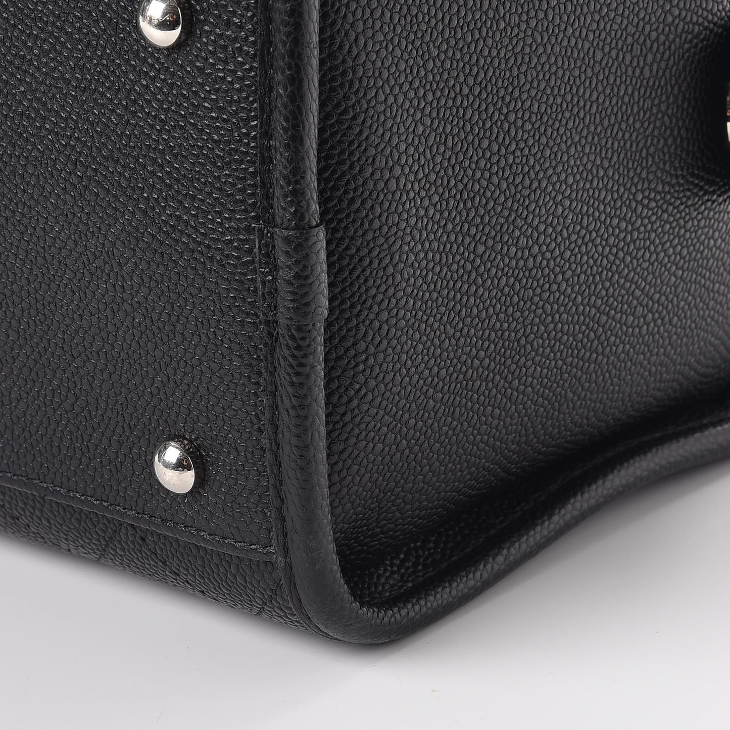 Caviar Stitched Shopping Tote Black