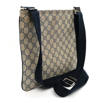 Gucci GG Supreme Monogram Small Flat Side Zip Messenger Bag Beige Blue 3 of 10