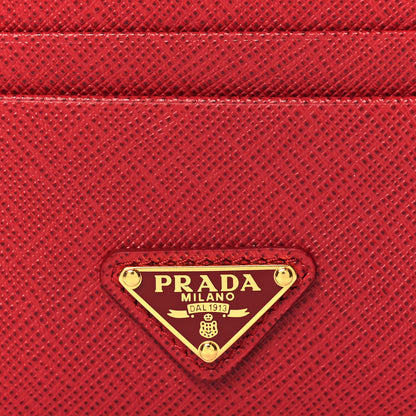 Prada Saffiano Triangle Card Holder Fuoco 7 of 7