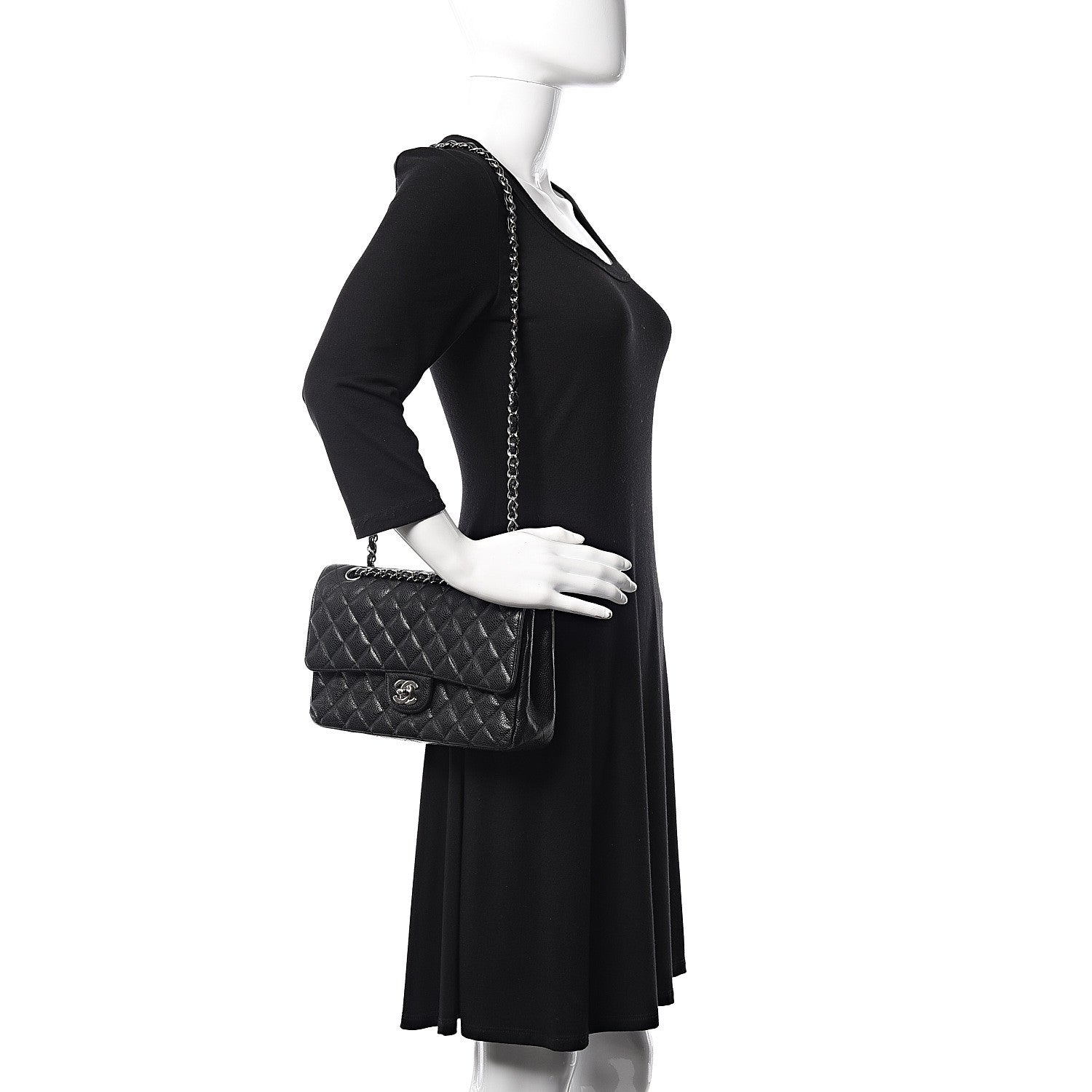 Chanel Caviar Quilted Medium Double Flap Black 2 of 12