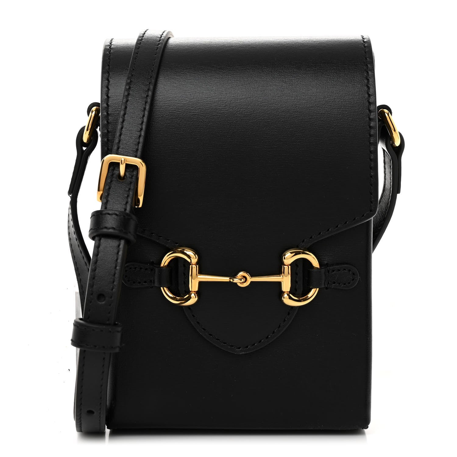 Gucci Boarded Plutone Calfskin Mini Horsebit 1955 Crossbody Bag Black 1 of 12