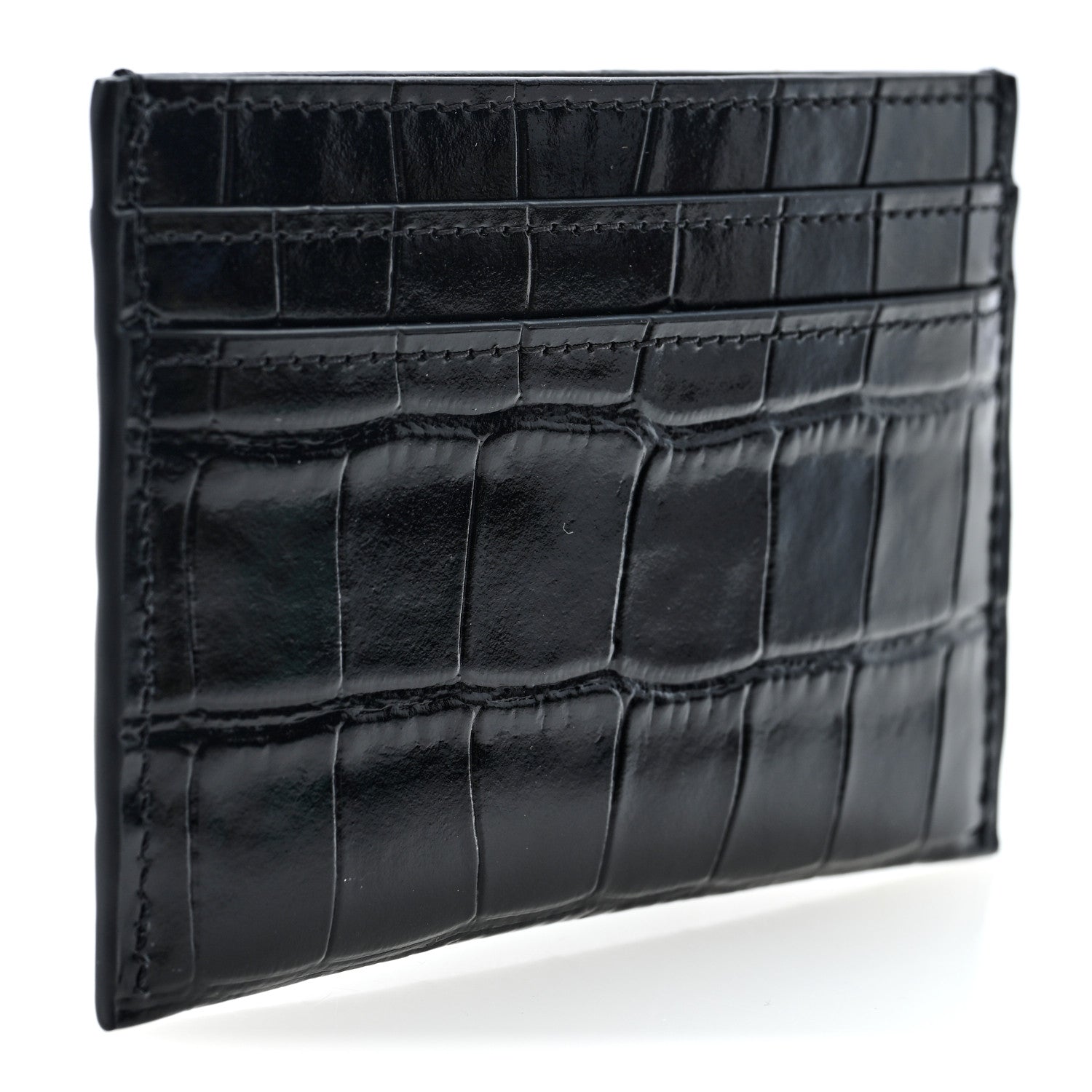 Chanel Calfskin Crocodile Embossed Crococo Card Holder Black 3 of 8