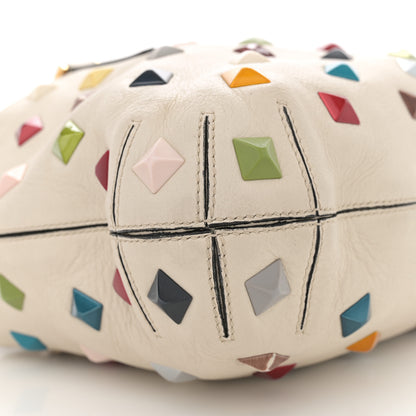 Fendi Calfskin Studded Medium B Fab Drawstring Tote Milk Multicolor 9 of 15