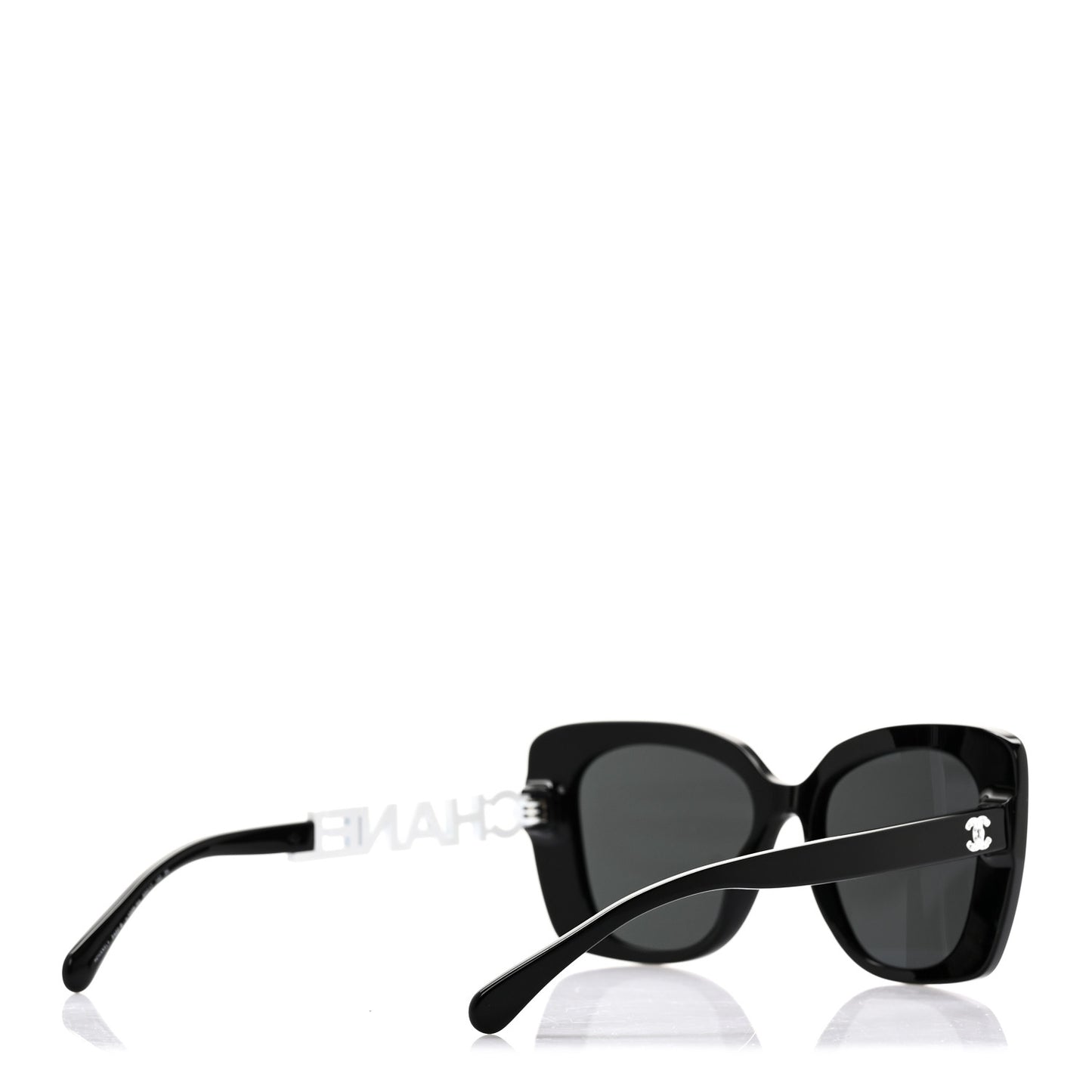 Acetate Strass Square Sunglasses 5422-B-A Black White