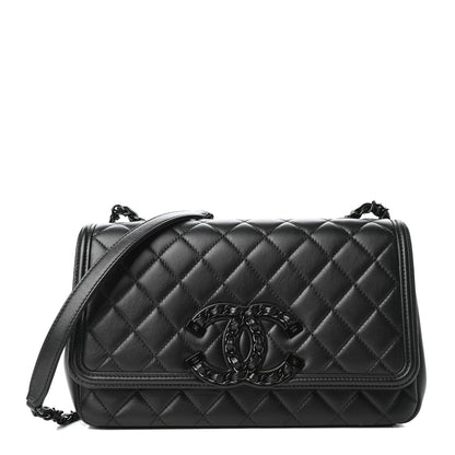 Chanel Calfskin Quilted Medium CC Filigree Flap Black 1 of 9