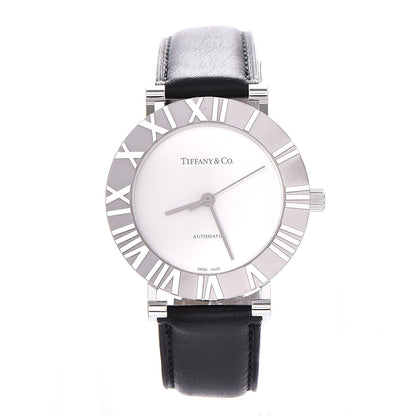 Tiffany Sterling Silver Calfskin 39mm Atlas Automatic Watch 1 of 13