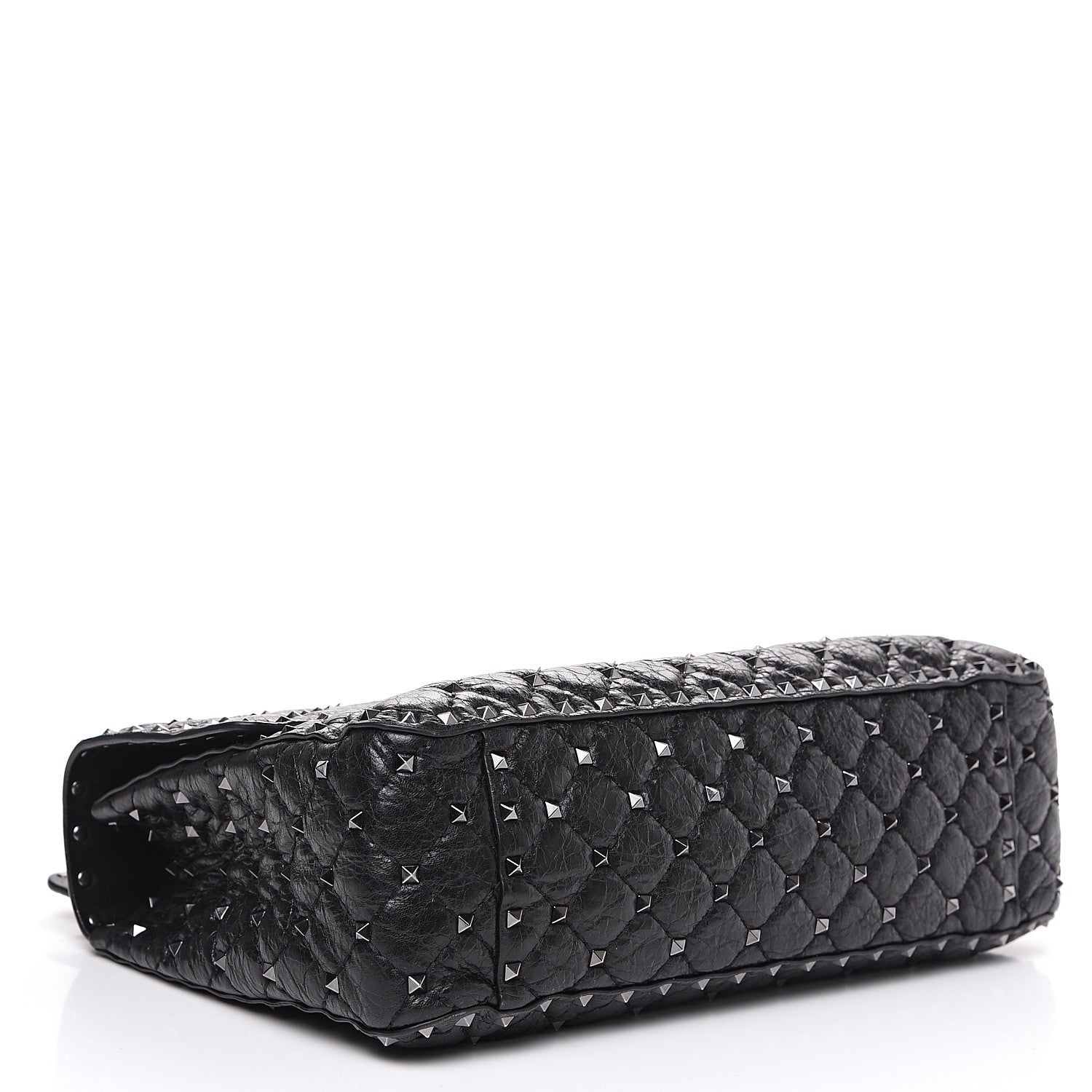 Valentino Garavani Craquele Nappa Large Rockstud Spike Shoulder Bag Black 3 of 10
