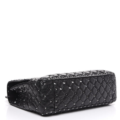 Valentino Garavani Craquele Nappa Large Rockstud Spike Shoulder Bag Black 3 of 10