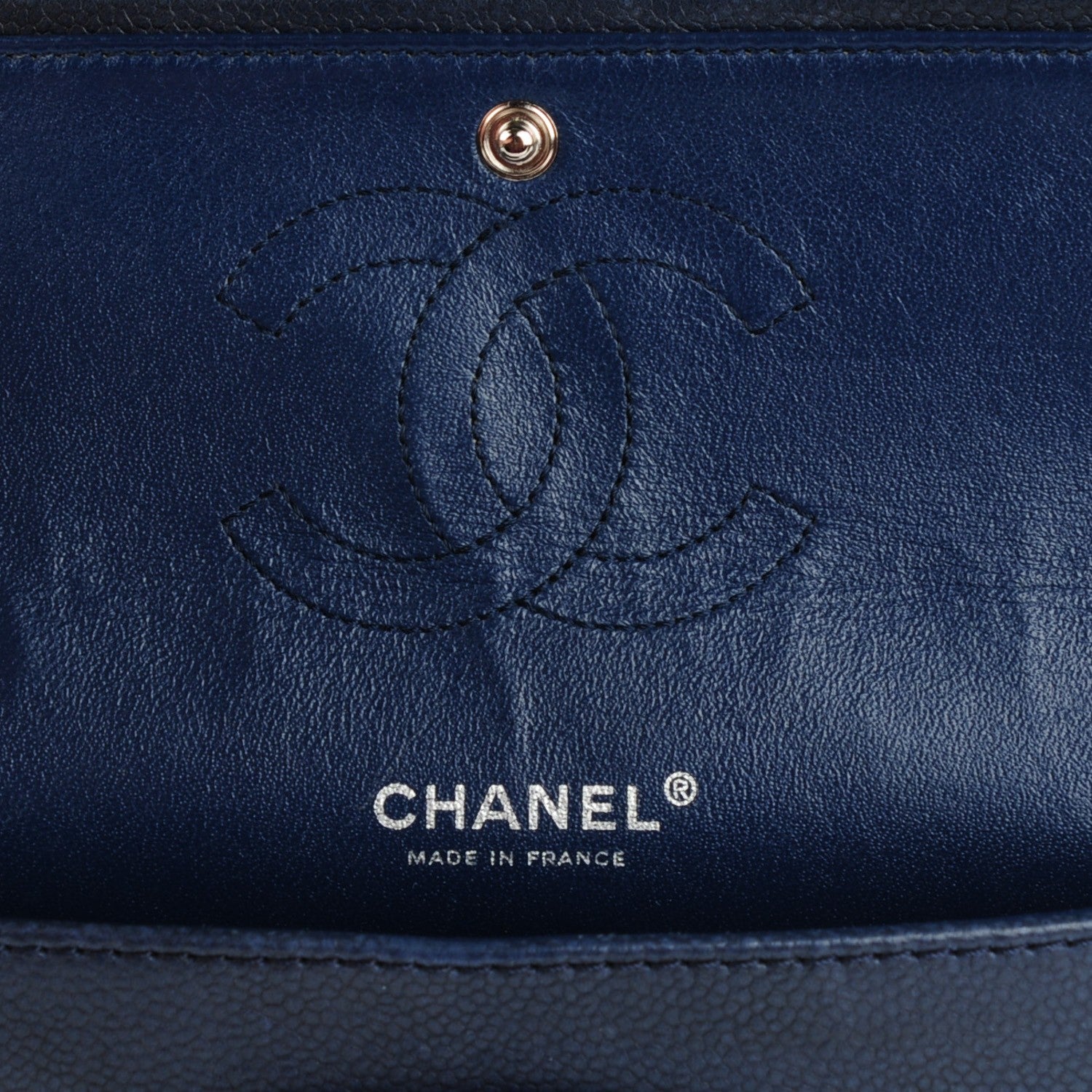 Chanel Caviar Quilted Medium Double Flap Navy 6 of 8