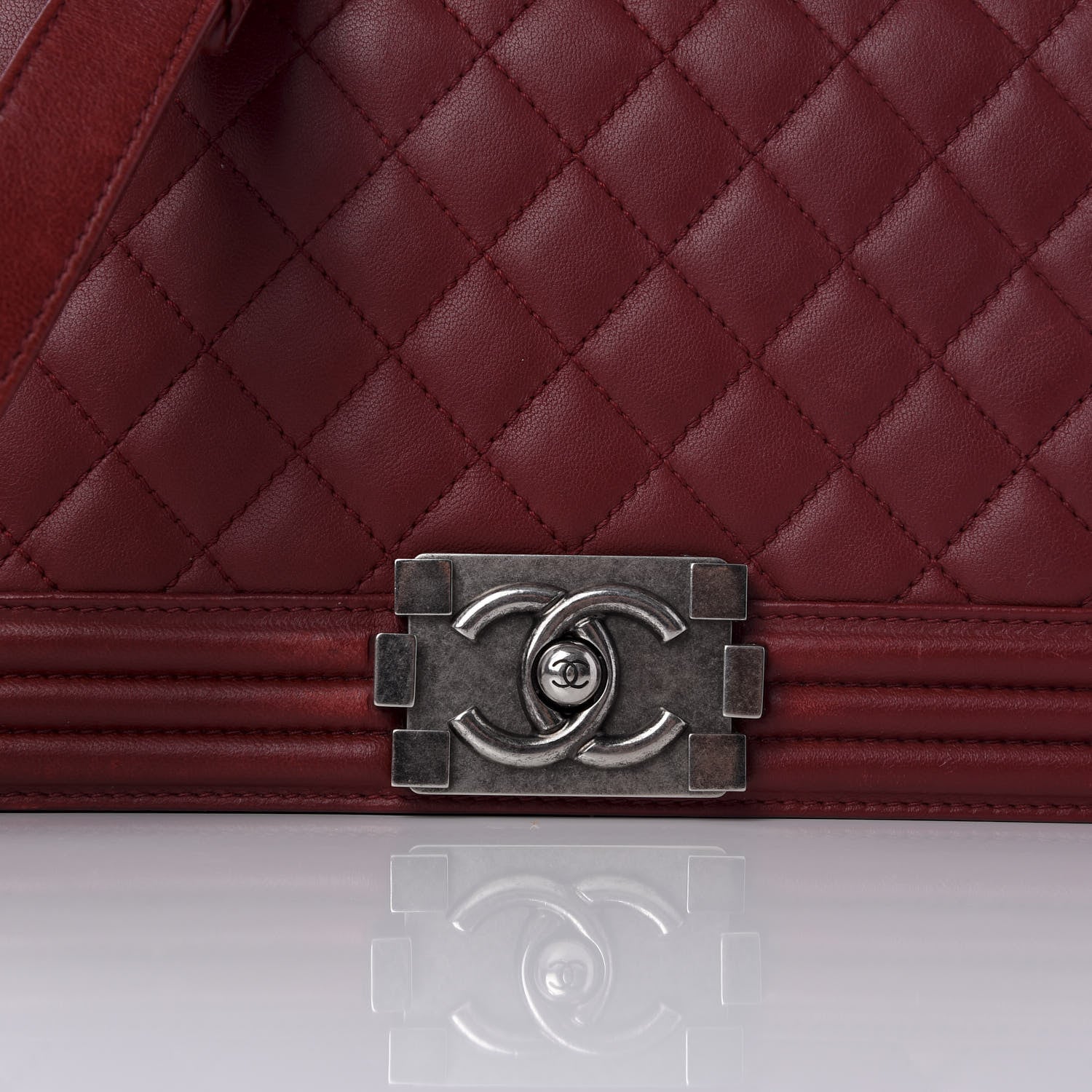 Chanel Lambskin Quilted Medium Boy Flap Dark Red 9 of 10