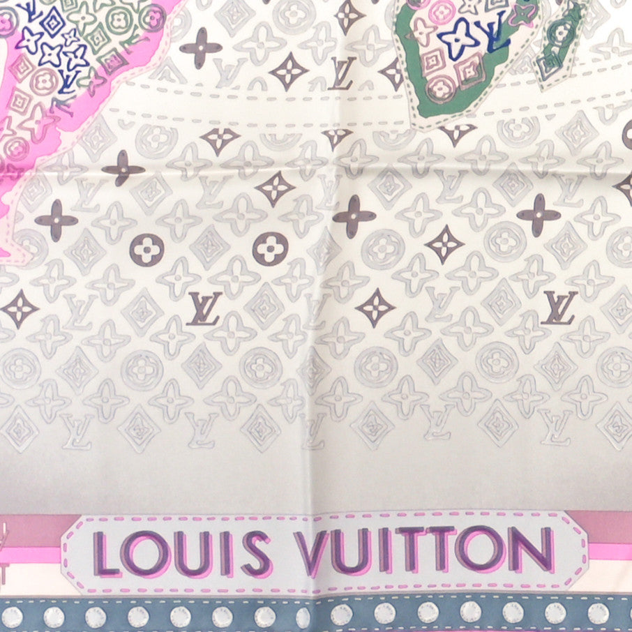Silk Monogram Map Square Scarf