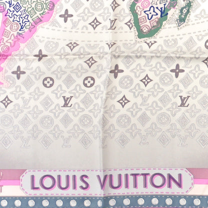 Louis Vuitton Silk Monogram Map Square Scarf 2 of 3