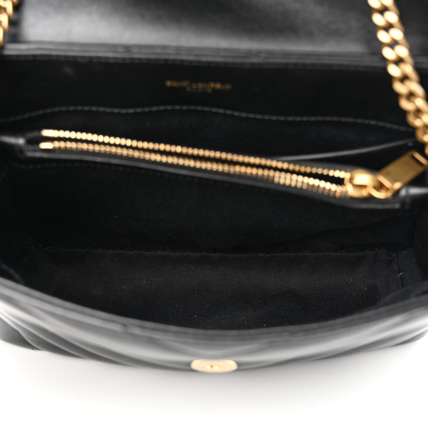 Saint Laurent Calfskin Y Quilted Monogram Small Loulou Chain Satchel Black 5 of 11
