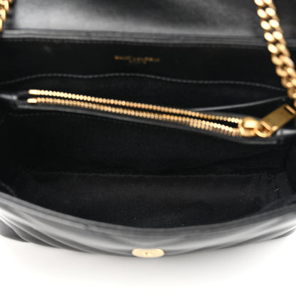 Saint Laurent Calfskin Y Quilted Monogram Small Loulou Chain Satchel Black 5 of 11
