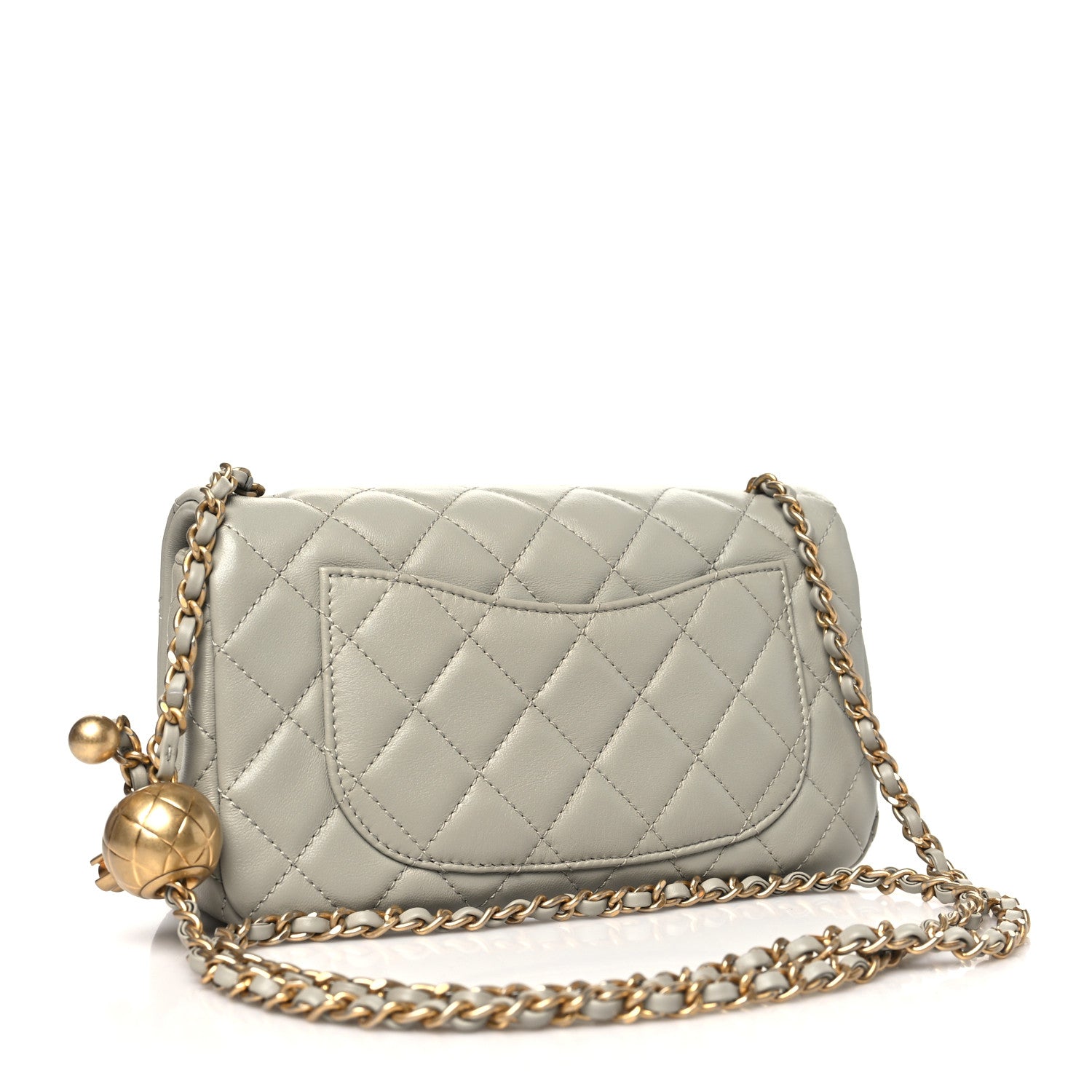 Chanel Lambskin Quilted Mini Rectangular Pearl Crush Flap Grey 3 of 11