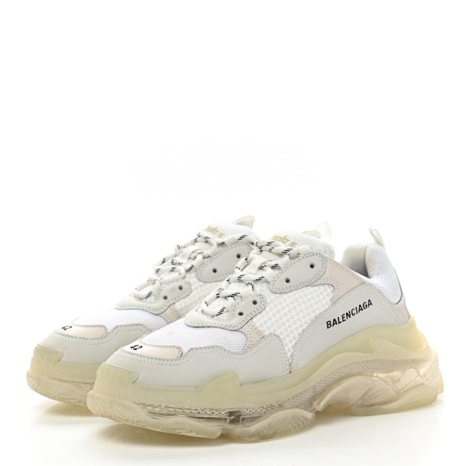 Balenciaga Fabric Mesh Clear Sole Womens Triple S Sneakers 42 White 3 of 9