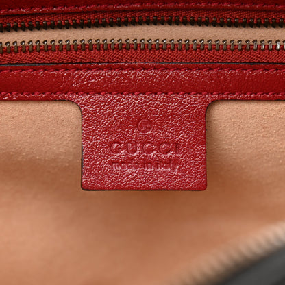 Gucci Vintage Effect Calfskin Matelasse Diagonal Small Torchon GG Marmont Bamboo Top Handle Shoulder Bag Black Romantic Cherry 6 of 13