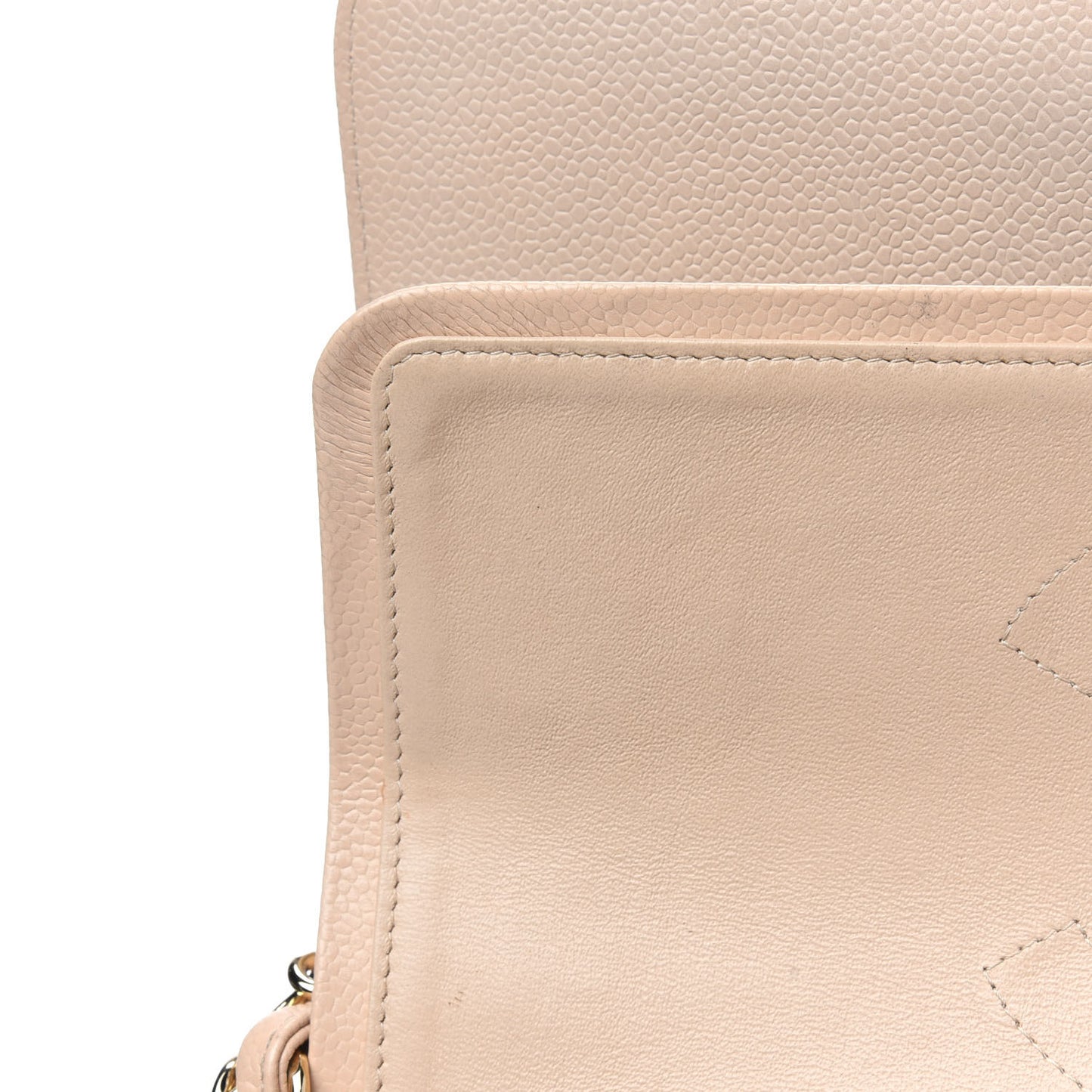 Caviar Quilted Jumbo Double Flap Light Beige