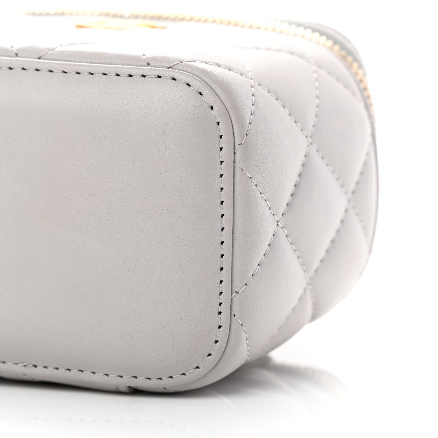 Chanel Lambskin Quilted Top Handle Mini Vanity Case With Chain Grey 10 of 16