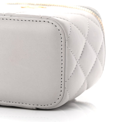 Chanel Lambskin Quilted Top Handle Mini Vanity Case With Chain Grey 10 of 16