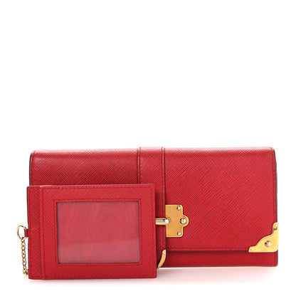 Prada Saffiano Cahier Continental Flap Travel Wallet Fuoco 3 of 12