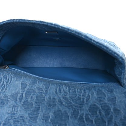 Chanel Denim Quilted Medium Camellia Sweetheart Flap Blue 5 of 10