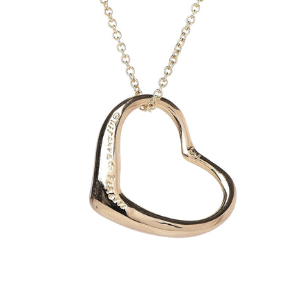 Tiffany 18K Yellow Gold Elsa Peretti Small Open Heart Pendant Necklace 4 of 6