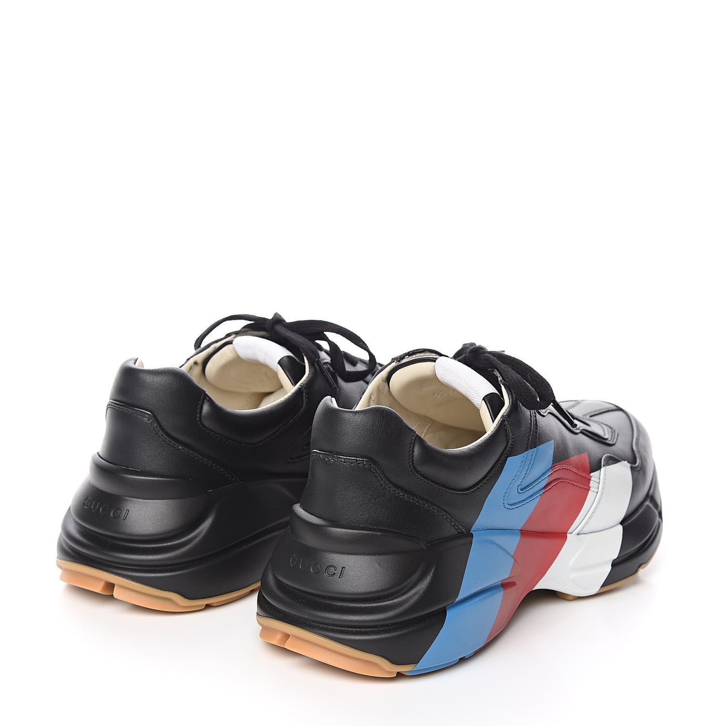 Calfskin Web Printed Mens Rhyton Sneakers 9.5 Black