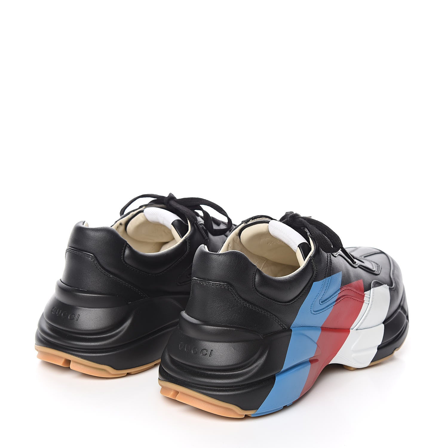 Gucci Calfskin Web Printed Mens Rhyton Sneakers 9.5 Black 4 of 10
