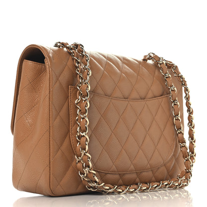 Chanel Caviar Quilted Jumbo Single Flap Light Brown 3 of 12