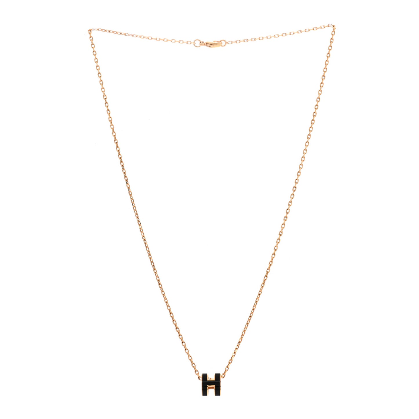 Lacquered Gold Mini Pop H Pendant Necklace Black
