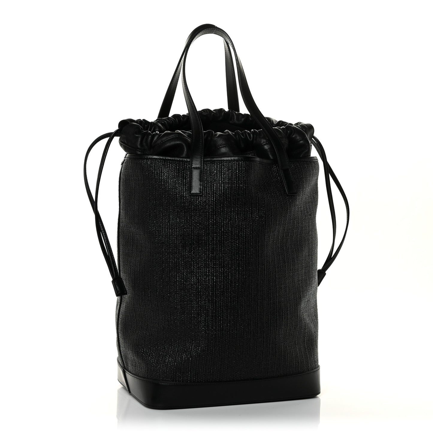 Linen Canvas Teddy Shopping Bag Black